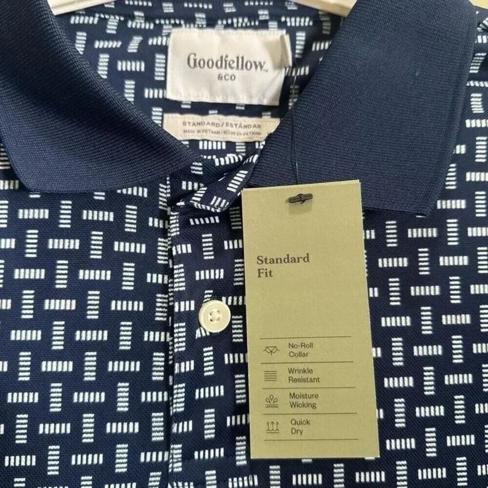 Goodfellow & Co. Men's Navy and White Collared Golf Shirt